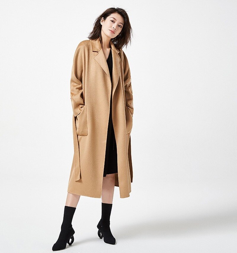 Autumn And Winter New Style Home Handmade Double-Sided Cloth Water Ripple Wool Coat Wool Cashmere Coat Women eprolo