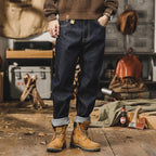American Retro Classic-inspired men's jeans with a modern fit and durable construction. The rich indigo wash and quality denim hold their shape through everyday wear, making them a versatile wardrobe essential. LittleYogaSocks