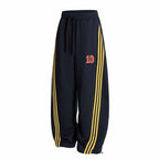 Casual Street Style Three-Stripe Embroidered Track Pants for Men and Women, Loose Fit Hip Hop Sweatpants with Digital Embroidery eprolo