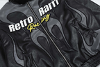 American style high street splicing flame letter embroidery leather jacket jacket men motorcycle jacket PU leather baseball eprolo
