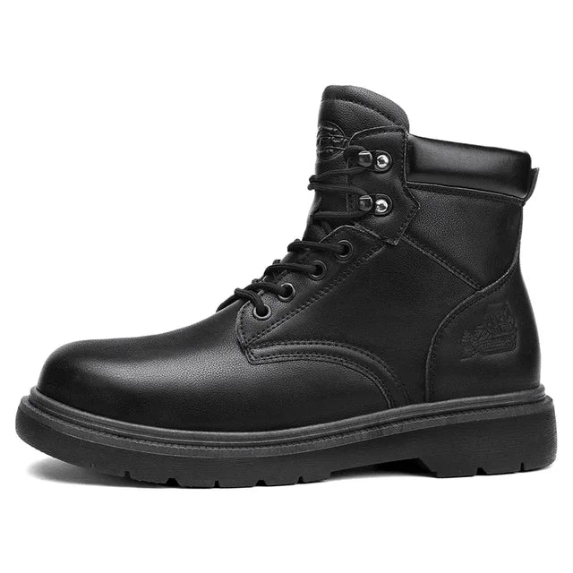 Work Security Black Boots Safety Shoe Classic Biker Ankle Footwear Fashion Non-slip Classic High Top Round Toe Wild Men's Shoes eprolo