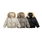Fur Collar PU Leather Cotton Coat for Men and Women Thick Warm Winter Outerwear eprolo