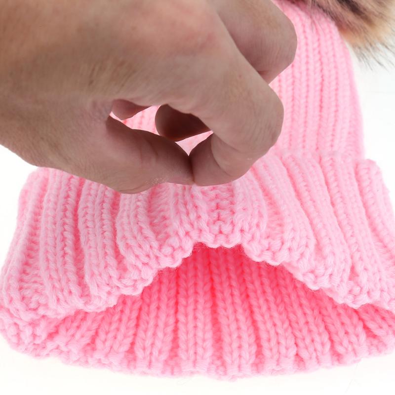 Parent-child Caps Cute Infant Baby Pompon Winter Hat Double Fur Ball Hat Mother Kids Warm Knitted Hat Newborn Beanie Cap eprolo