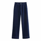 Belted Turn-Down Collar Denim Jacket Pants Set eprolo