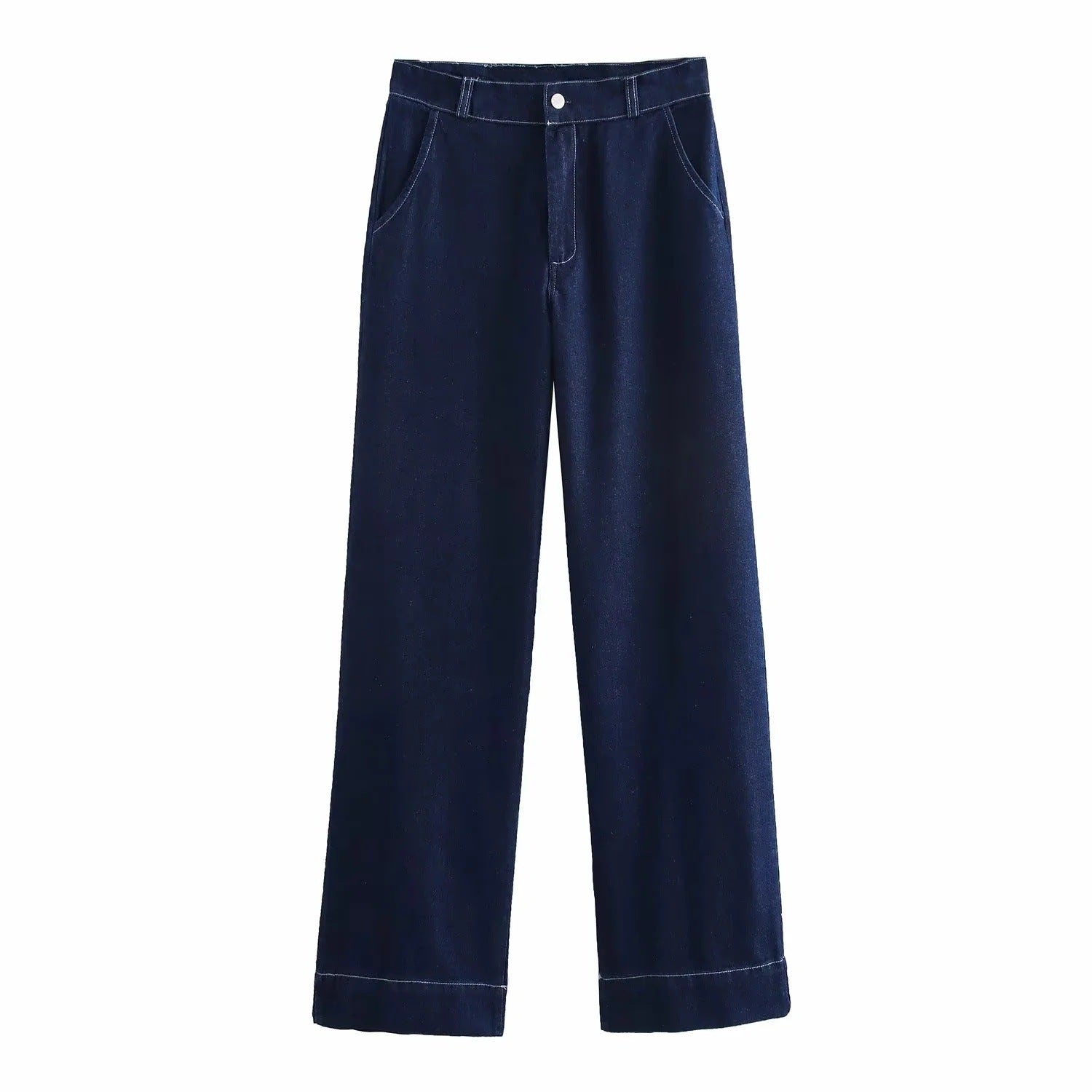 Belted Turn-Down Collar Denim Jacket Pants Set eprolo