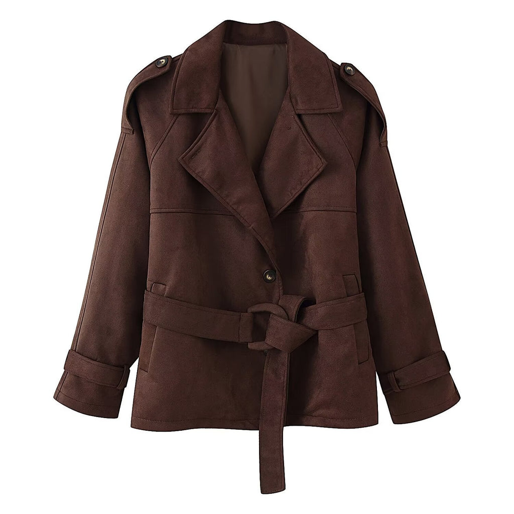 Tie up collar long sleeved short jacket eprolo
