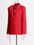 Veloria Women's Elegant V-Neck Suit Jacket with Floral Accents Discover timeless sophistication eprolo