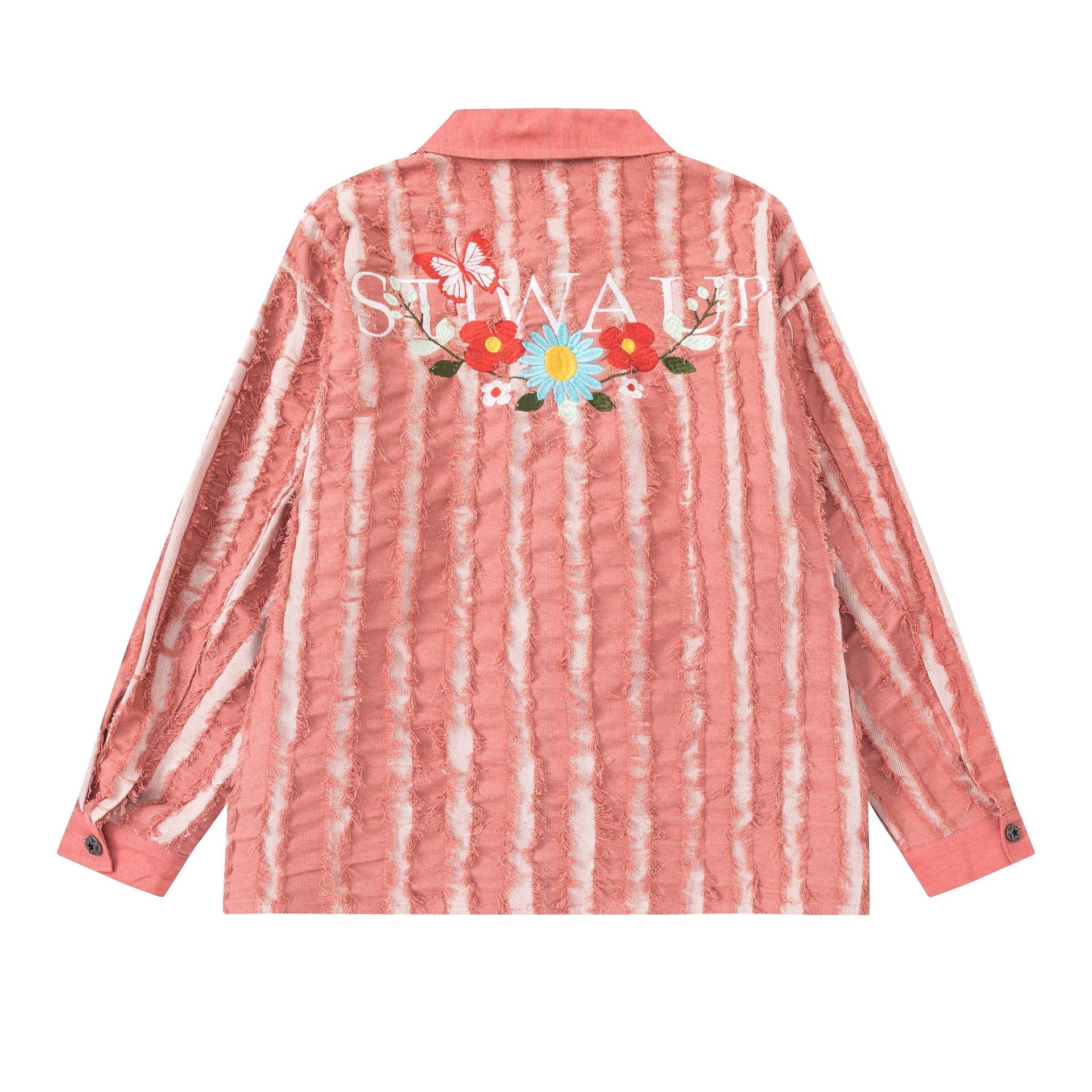 Embroidered tassel washed denim shirt for men and women eprolo
