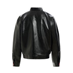 Retro PU Leather Jacket for Men with Deconstructed Patch Letter Design, Loose Fit, Streetwear Style eprolo