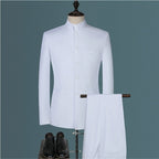 Mens Suits Set (Jacket+Pants+Vest)  Stand Collar Chinese Style Slim Fit Suits  3  Piece Wedding Men Clothing eprolo