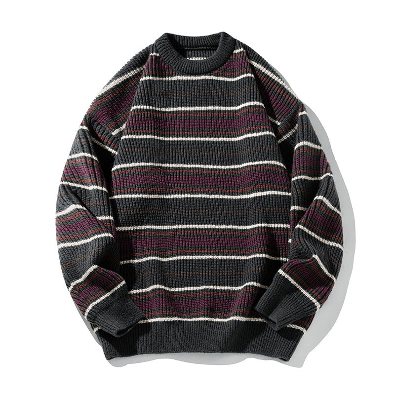 Striped round neck sweater for men eprolo
