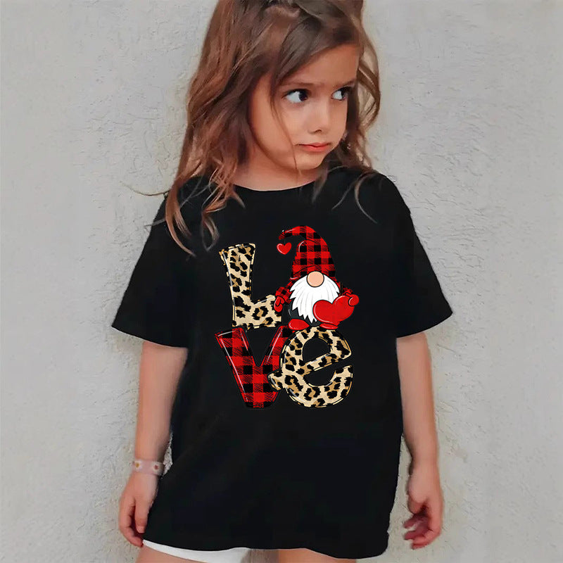 Combed Cotton New Christmas Children's Short Sleeve Girls' T-Shirt Kids Clothing Boys' Short Sleeve eprolo