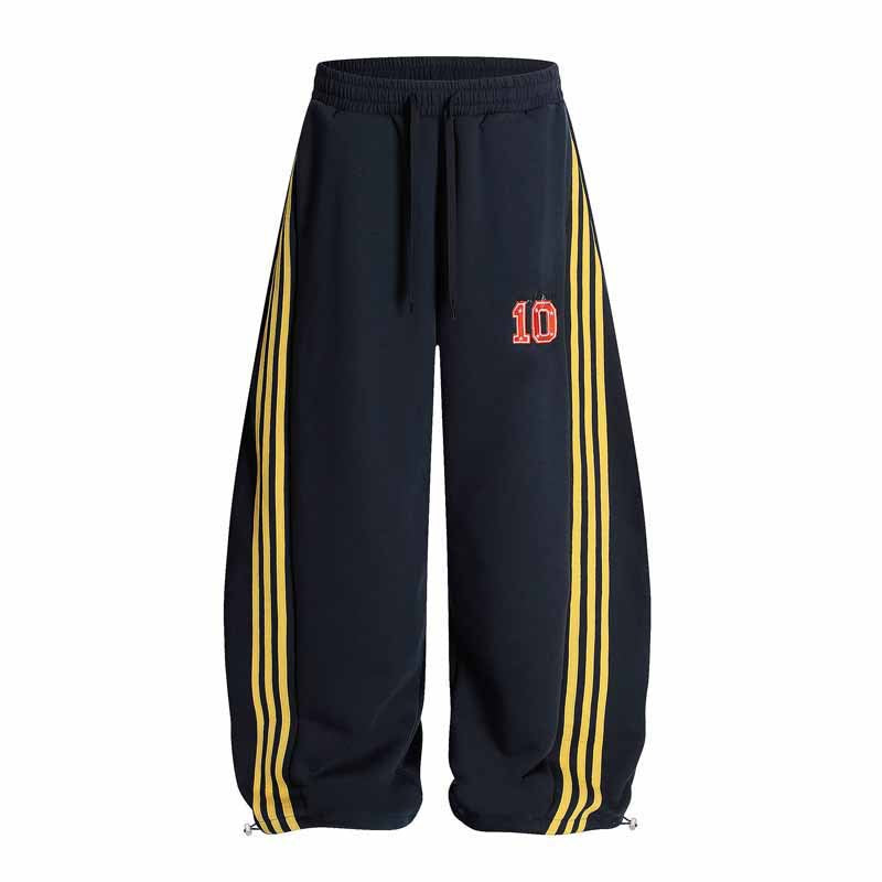Casual Street Style Three-Stripe Embroidered Track Pants for Men and Women, Loose Fit Hip Hop Sweatpants with Digital Embroidery eprolo
