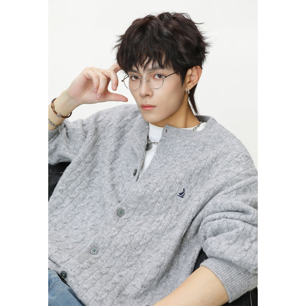 Loose twisted flower round neck sweater for men eprolo
