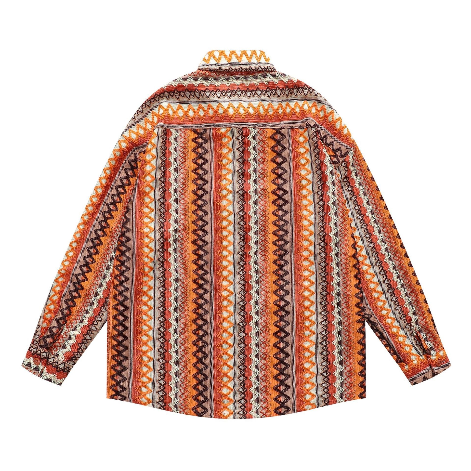 Ethnic Hollow-out Long-sleeved Shirt for Men and Women eprolo