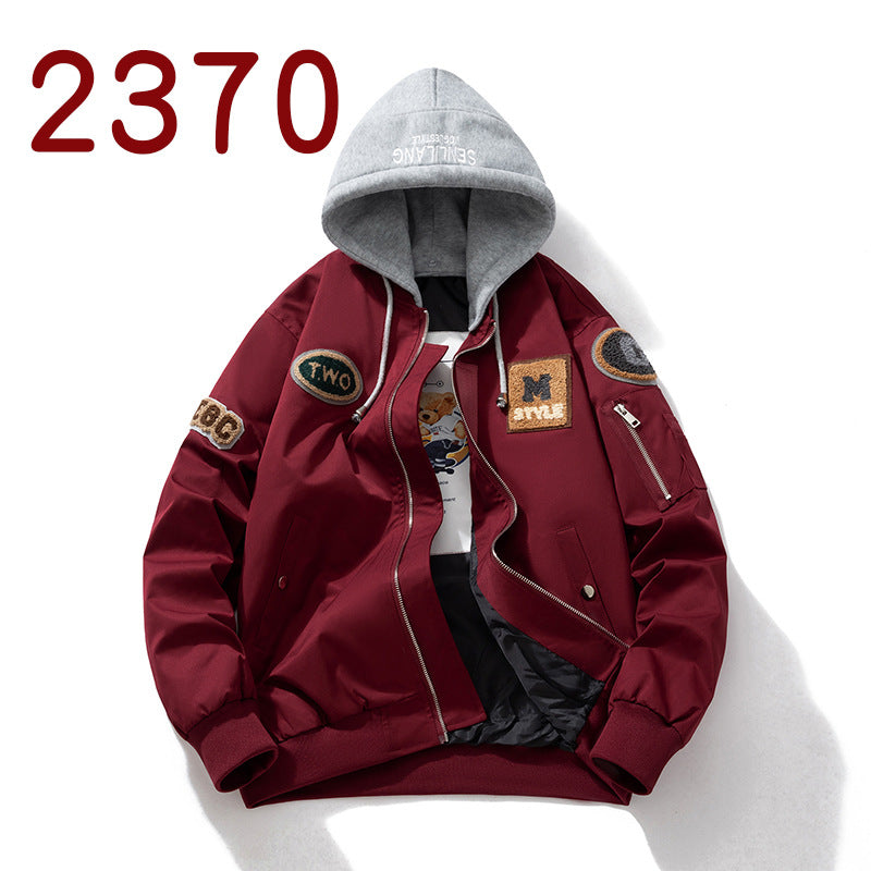 Street Trend Baseball Jacket Women Towel Fleece Embroidery Padded Hooded Thick Flight Jacket Men eprolo