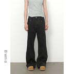 Retro Spliced Beaded Denim Trousers for Men with Loose Flared Straight Leg Design eprolo
