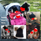 Parent-child Caps Cute Infant Baby Pompon Winter Hat Double Fur Ball Hat Mother Kids Warm Knitted Hat Newborn Beanie Cap eprolo