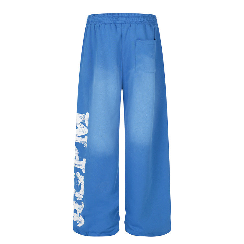 Style Oversized Letter Heavy Washed Distressed Sweatpants for Men and Women, Loose Casual Jazz Dance Wide Leg Pants eprolo