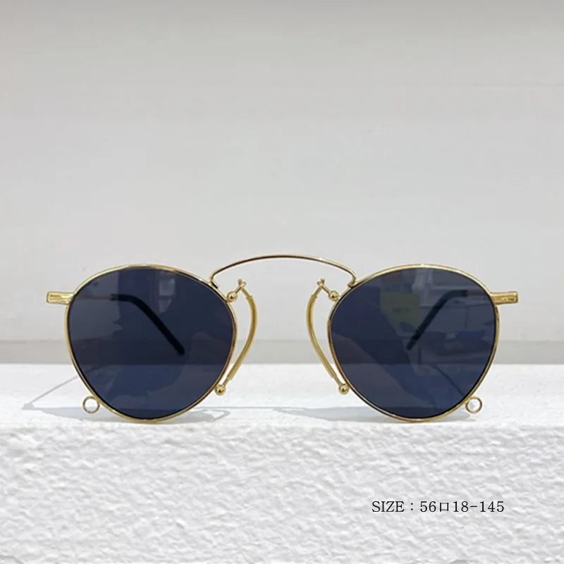 Brand Design Fashion Round Metal Sunglasses Retro Ladies Glasses Classic Luxury Driving Oval Travel Eyewear With Chain eprolo