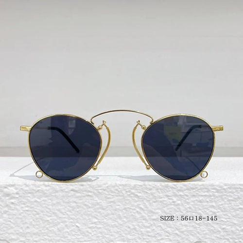 Brand Design Fashion Round Metal Sunglasses Retro Ladies Glasses Classic Luxury Driving Oval Travel Eyewear With Chain eprolo