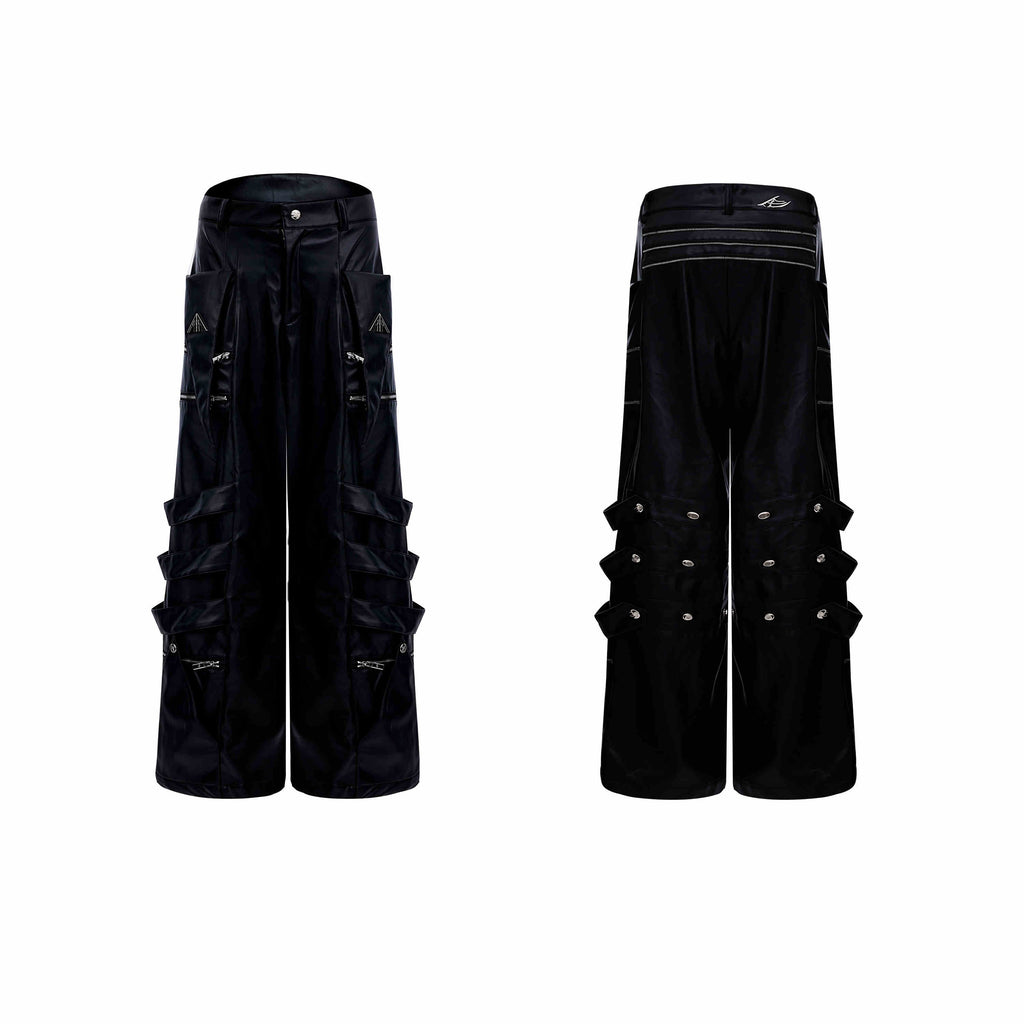Metal Design Sense Baggy Straight Trousers Men LittleYogaSocks