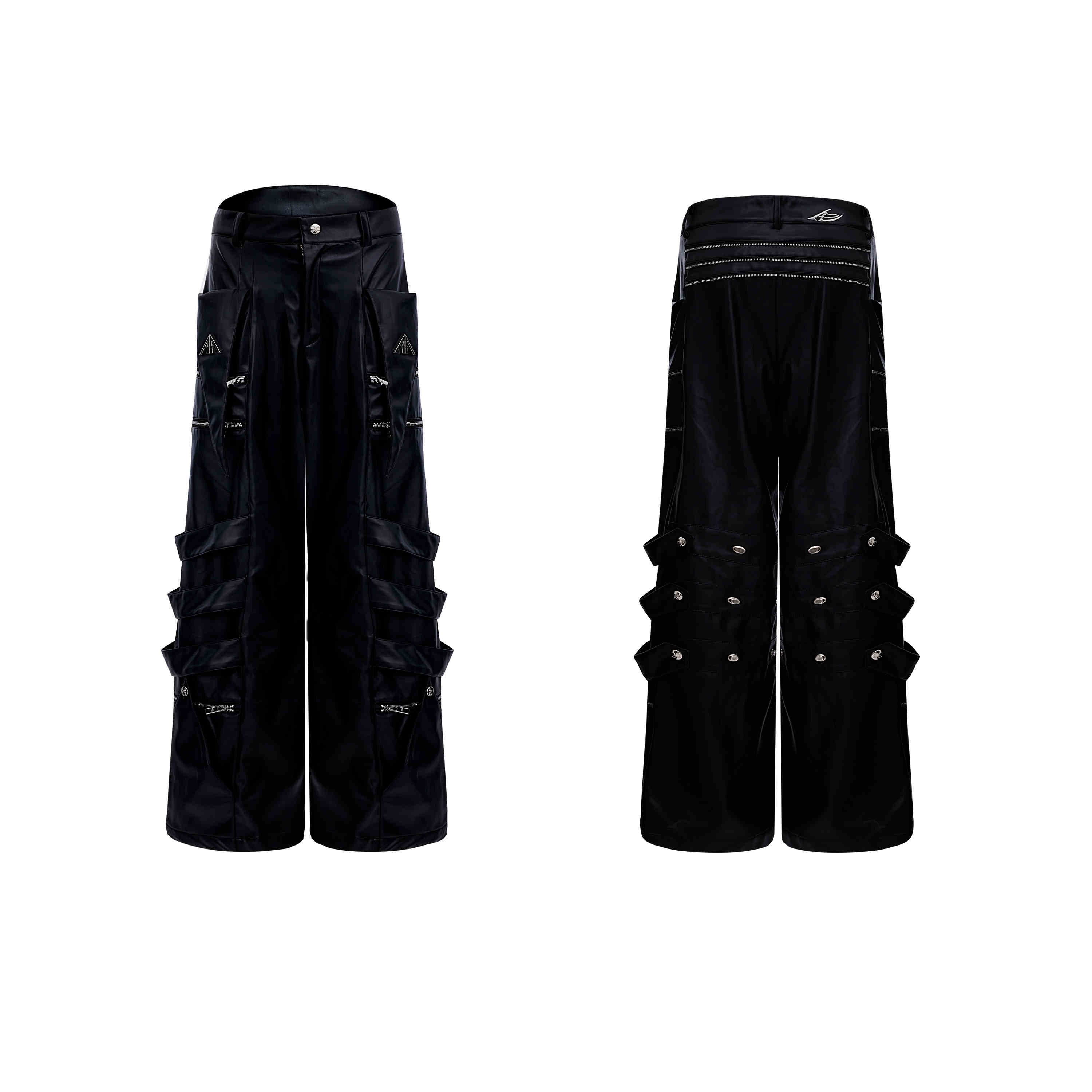 Metal Design Sense Baggy Straight Trousers Men LittleYogaSocks