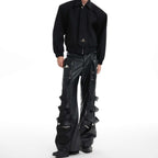 Metal Design Sense Baggy Straight Trousers Men LittleYogaSocks