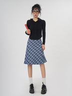 Plaid A- Line Skirt Women's High Waist Midi Skirt LittleYogaSocks