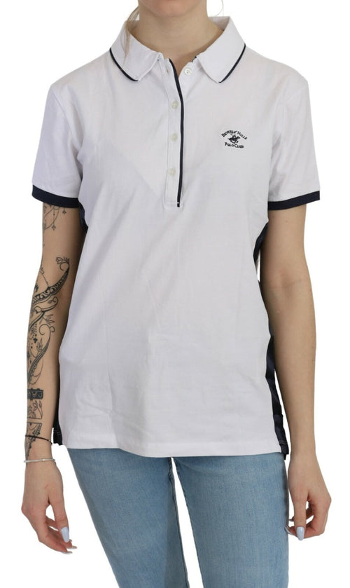 Beverly Hills Cotton White Collared Short Sleeve Top Beverly Hills