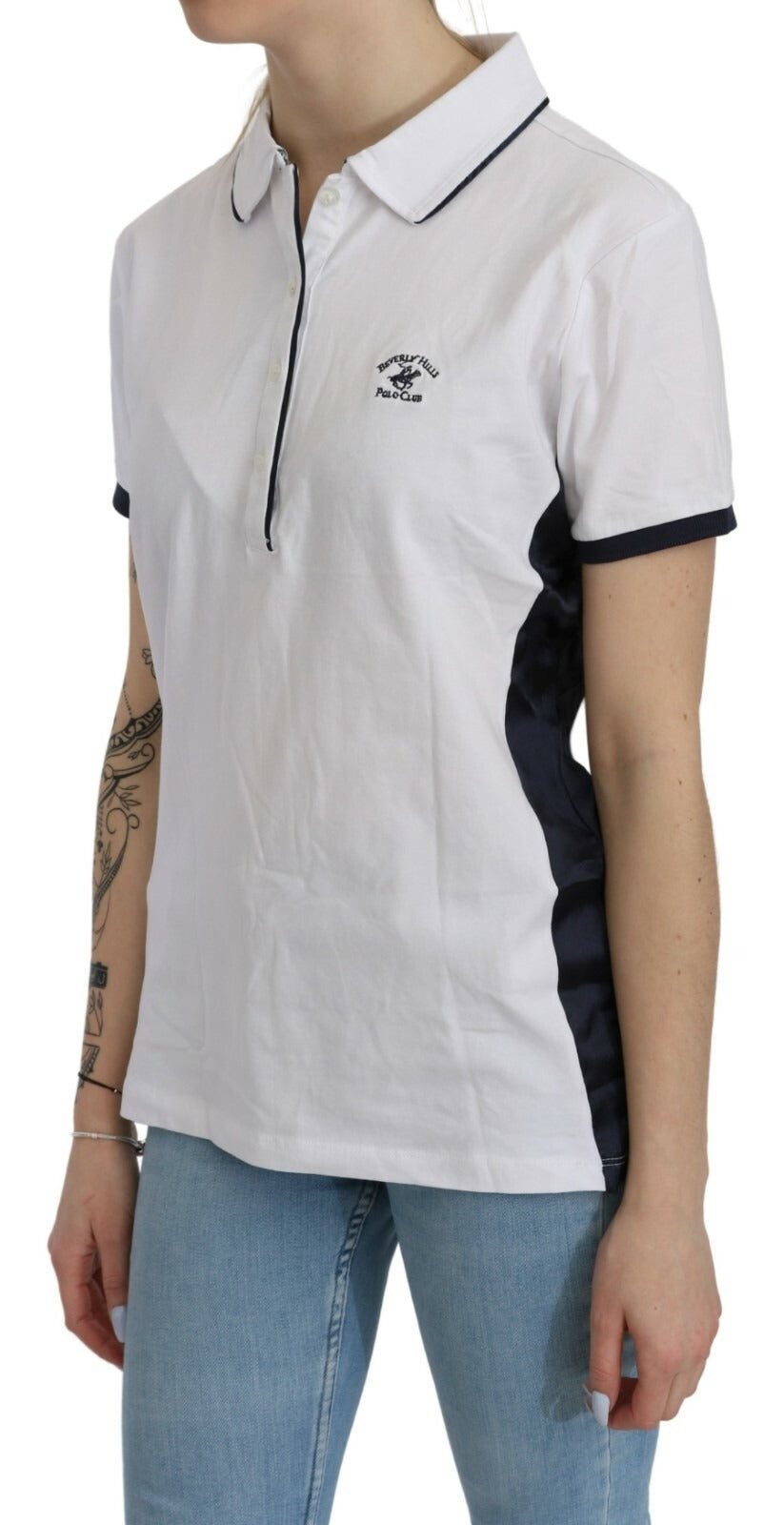 Beverly Hills Cotton White Collared Short Sleeve Top Beverly Hills