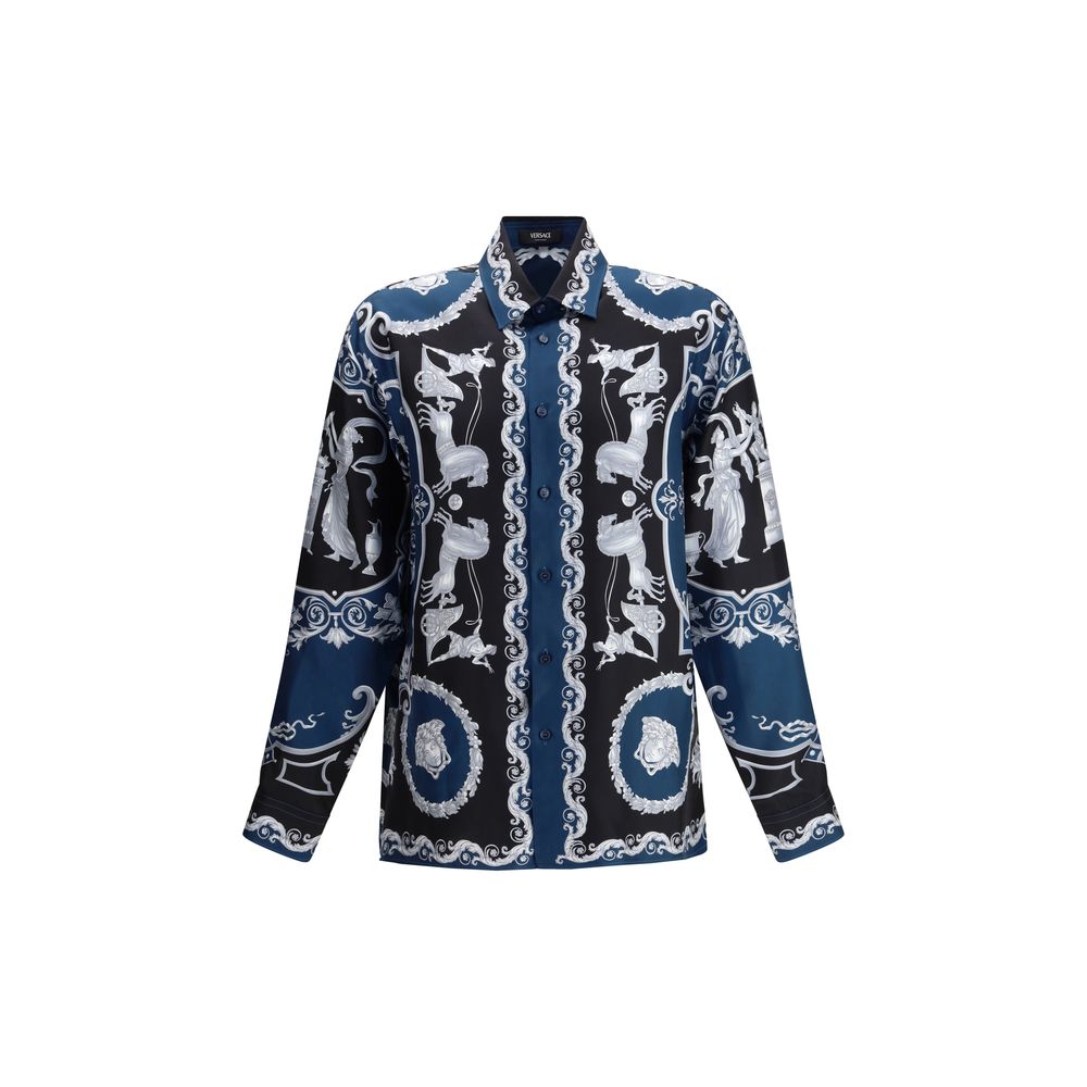 Versace Blue Silk Shirt Versace