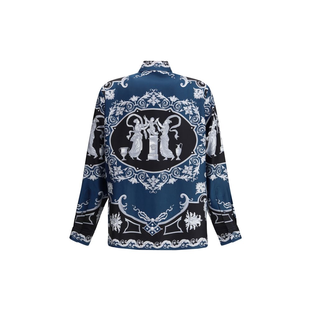 Versace Blue Silk Shirt Versace