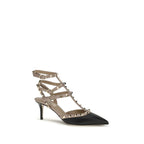 Valentino Garavani Black Calf Leather Bos Taurus Mid Heel Pumps Valentino Garavani