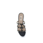 Valentino Garavani Black Calf Leather Bos Taurus Flat Sandals Valentino Garavani