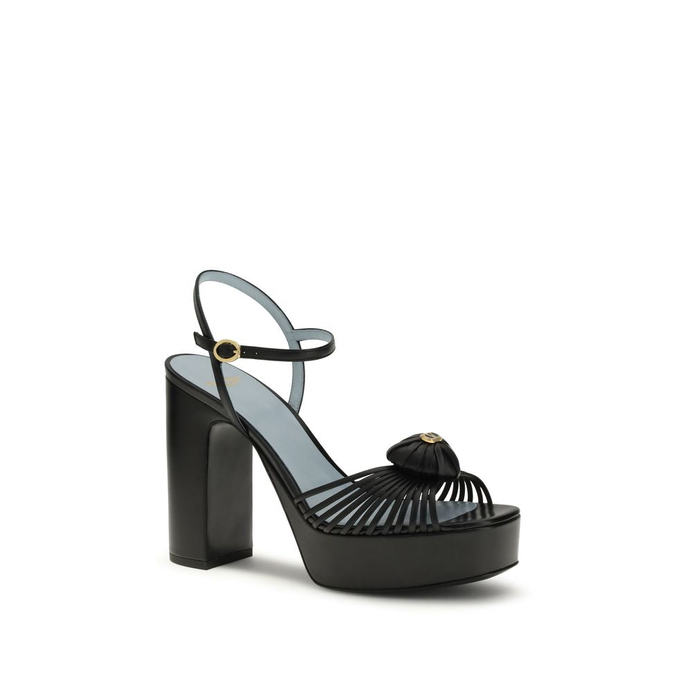 Valentino Garavani Black Goatskin Platform Sandals Valentino Garavani
