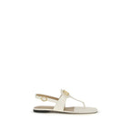 Valentino Garavani Beige Calf Leather Bos Taurus Flat Sandals Valentino Garavani