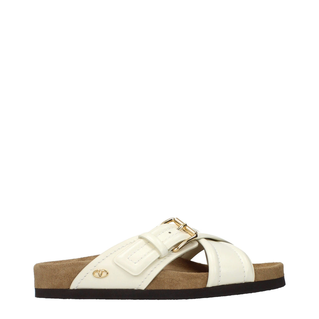 Valentino Garavani Beige Leather Slippers Valentino Garavani