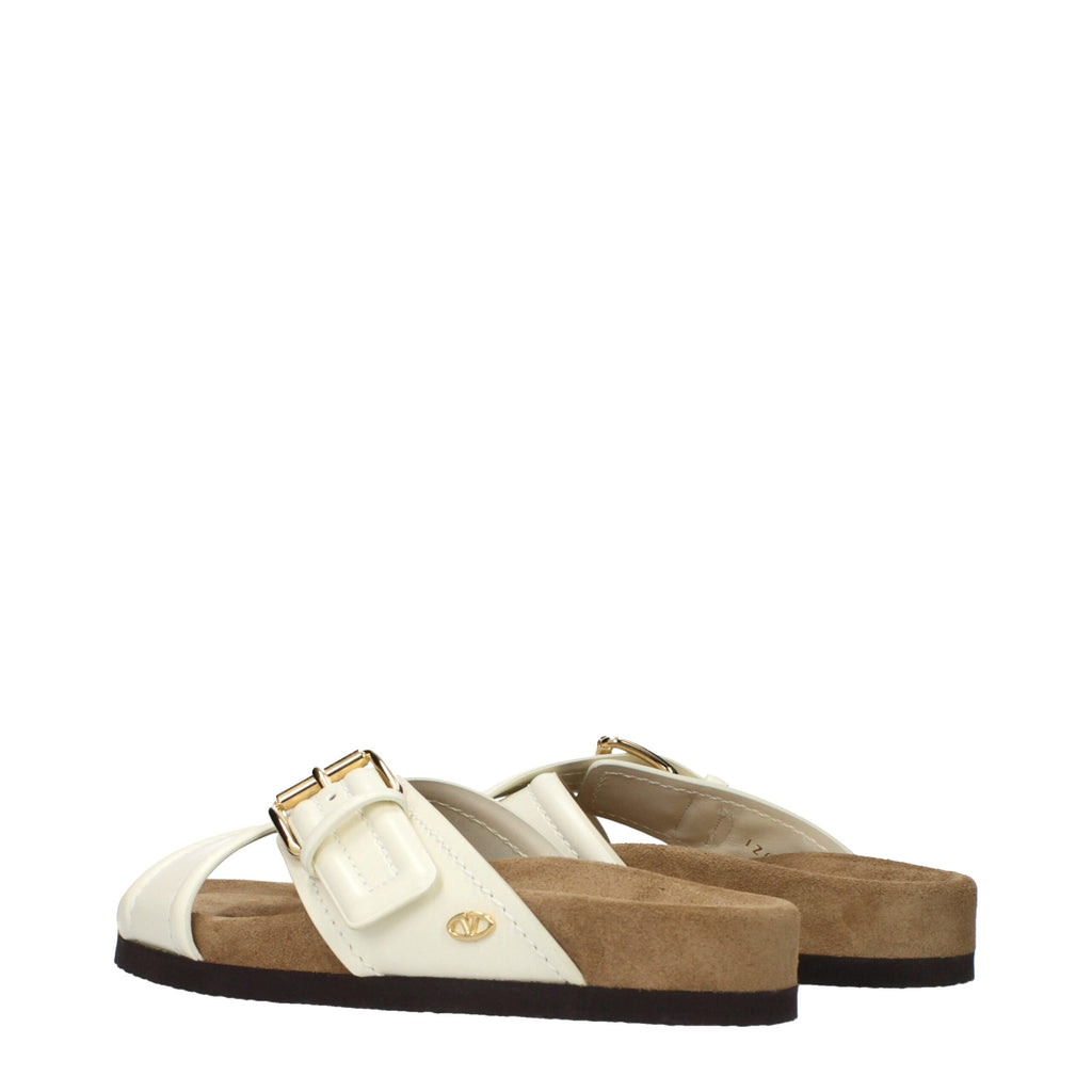 Valentino Garavani Beige Leather Slippers Valentino Garavani