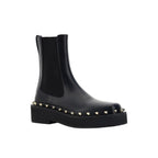 Valentino Garavani Black Calfskin Flat Boots Valentino Garavani