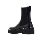 Valentino Garavani Black Calfskin Flat Boots Valentino Garavani