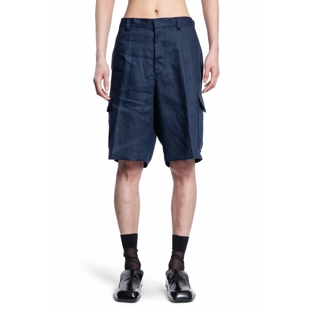 Prada Blue Linen Bermuda Shorts Prada