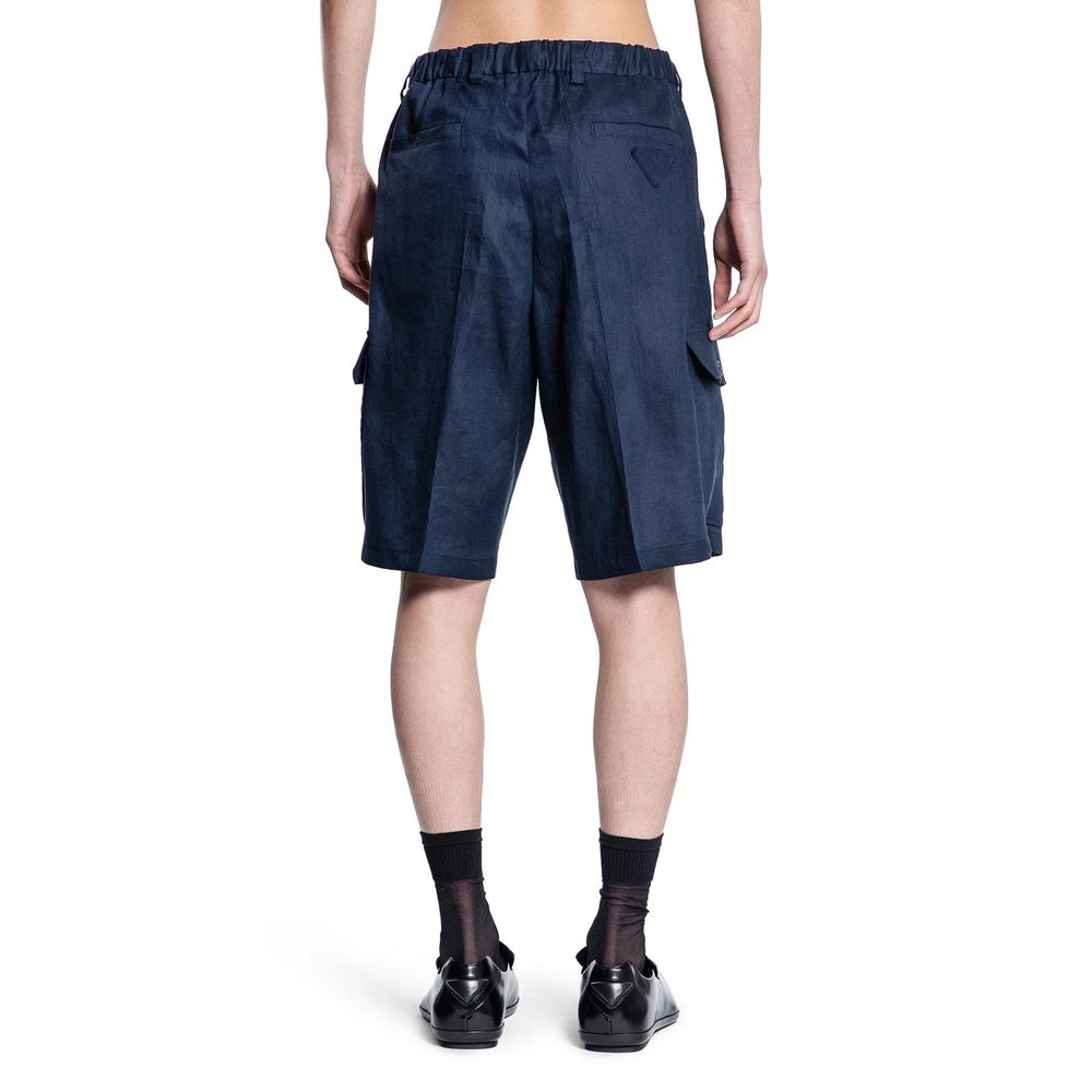 Prada Blue Linen Bermuda Shorts Prada