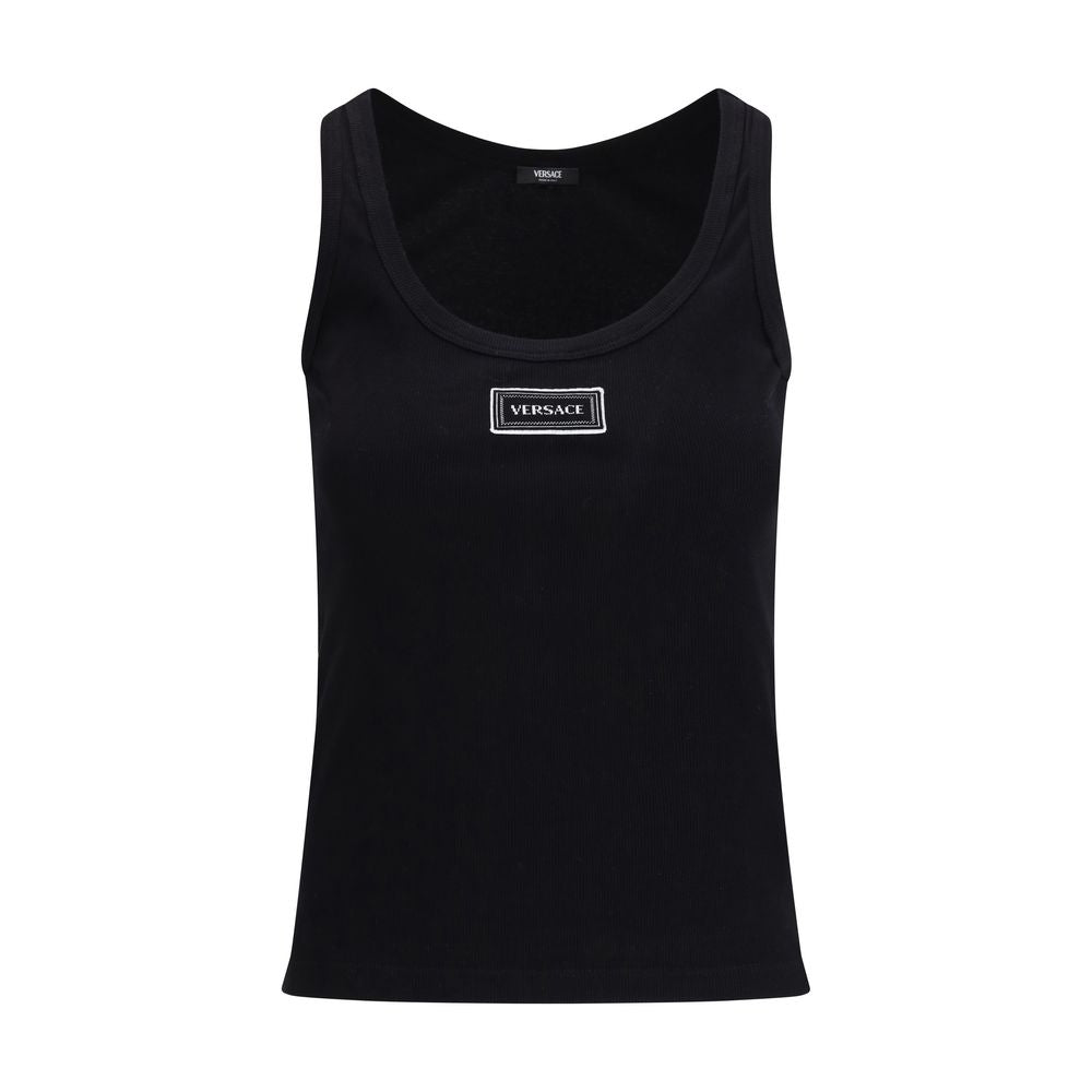 Versace Black Cotton Tank Tops Versace