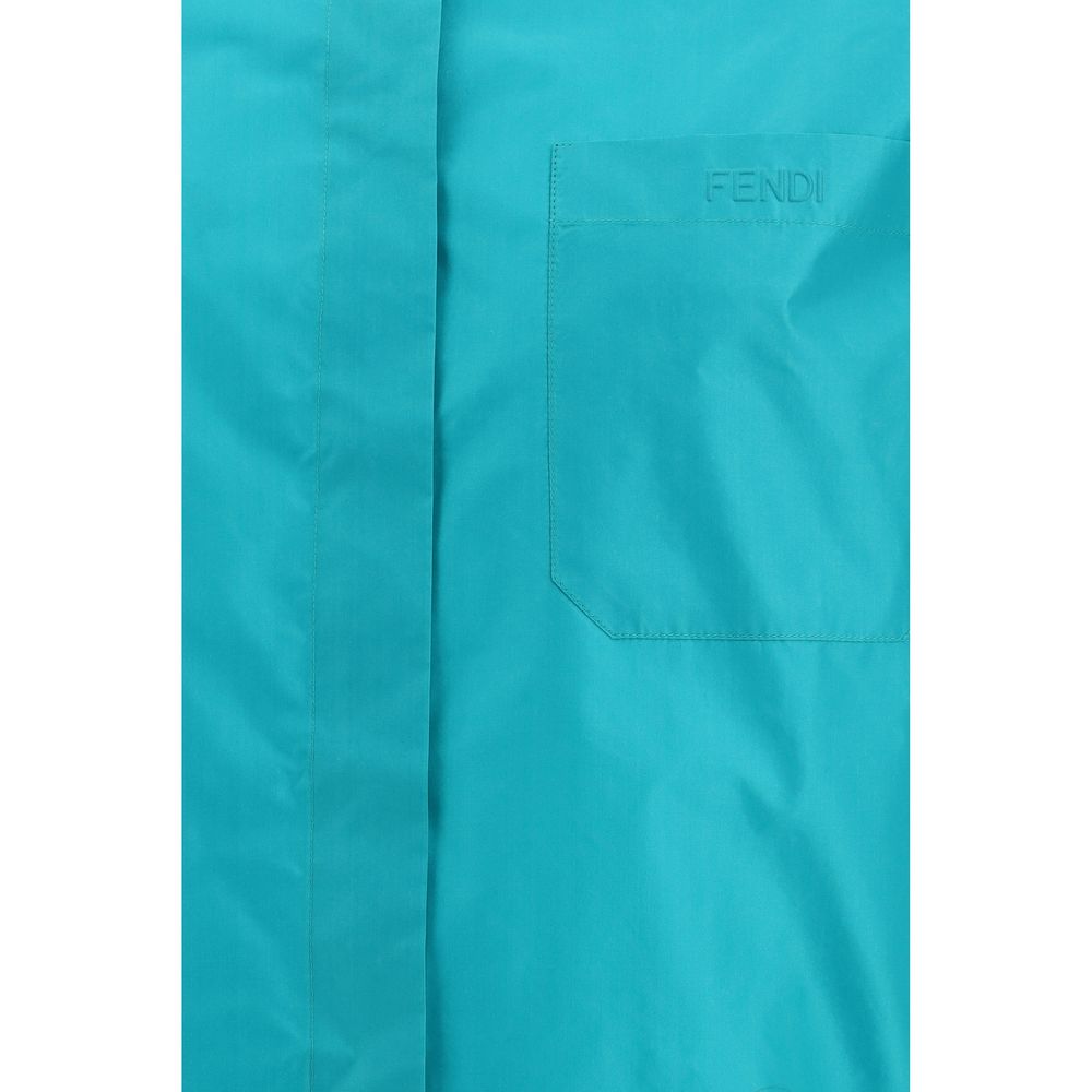 Fendi Blue Silk Dress Shirt Fendi
