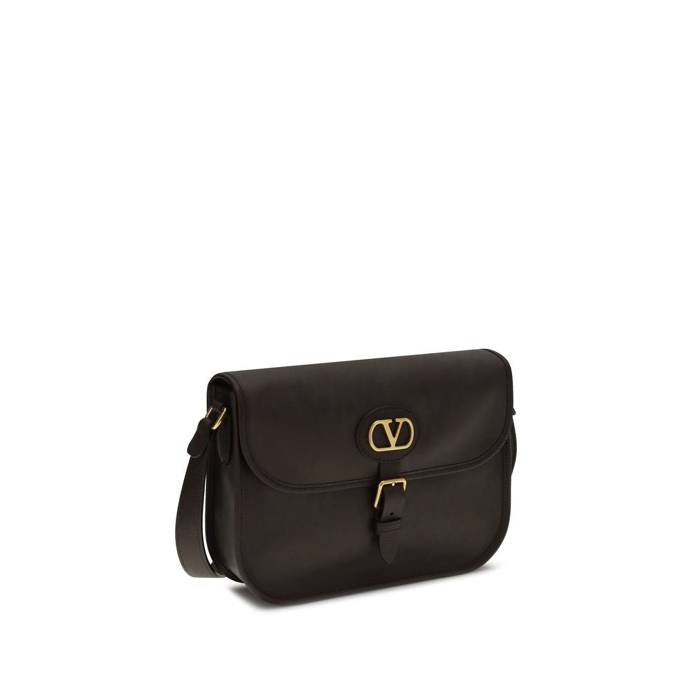 Valentino Garavani Brown Calf Leather Bos Taurus Shoulder Bag Valentino Garavani