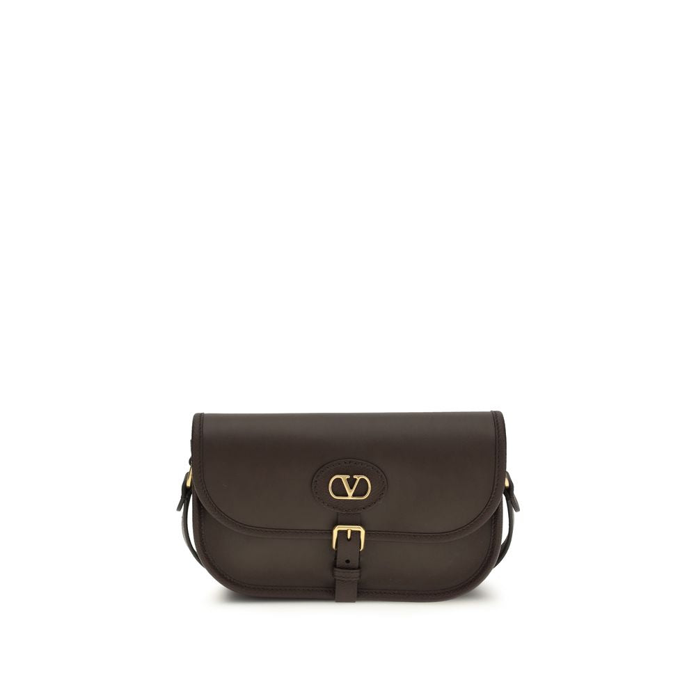Valentino Garavani Brown Calf Leather Bos Taurus Shoulder Bag Valentino Garavani
