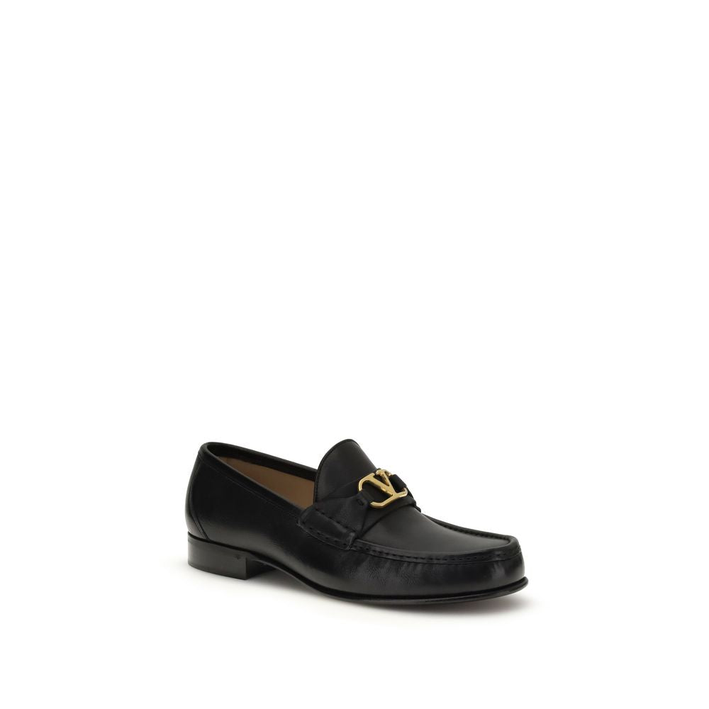 Valentino Garavani Black Calf Leather Bos Taurus Slip-On Loafers Valentino Garavani