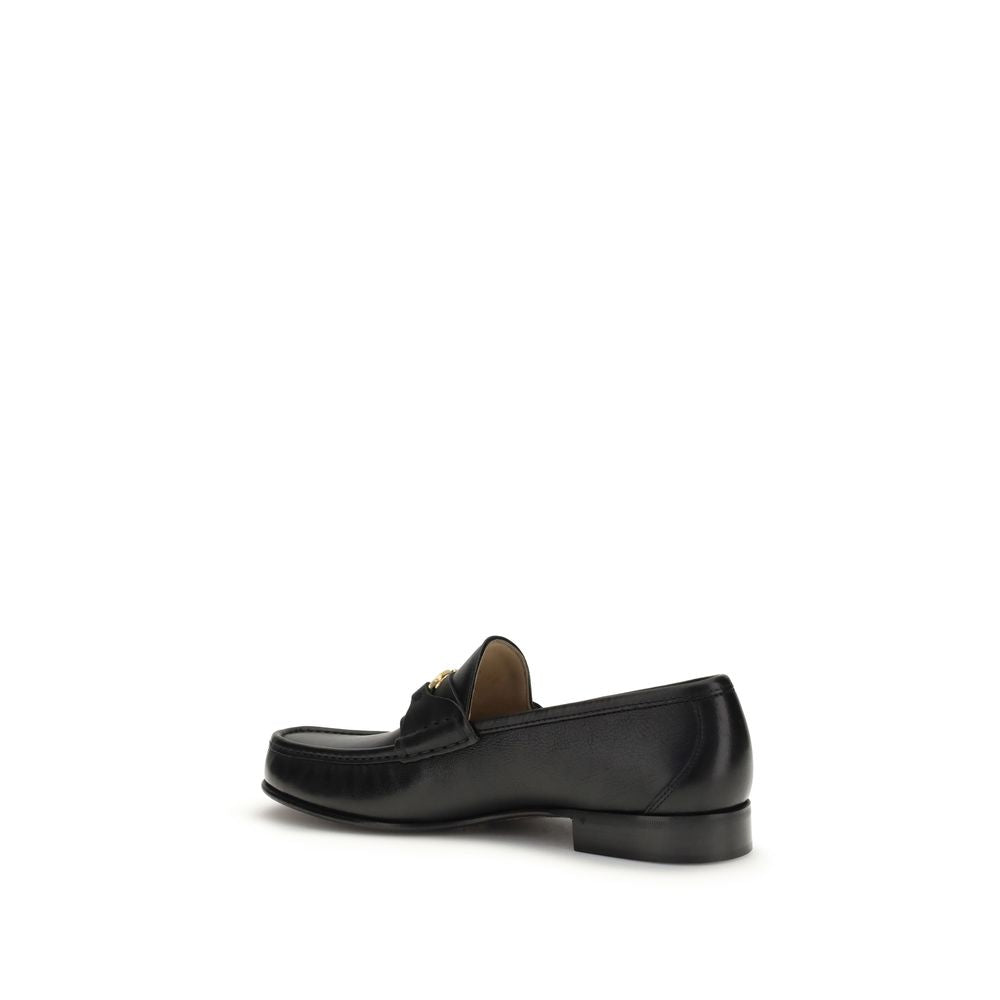 Valentino Garavani Black Calf Leather Bos Taurus Slip-On Loafers Valentino Garavani