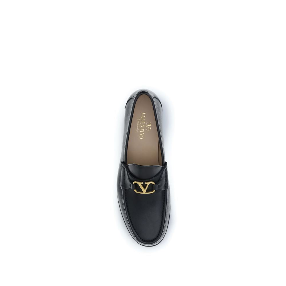 Valentino Garavani Black Calf Leather Bos Taurus Slip-On Loafers Valentino Garavani